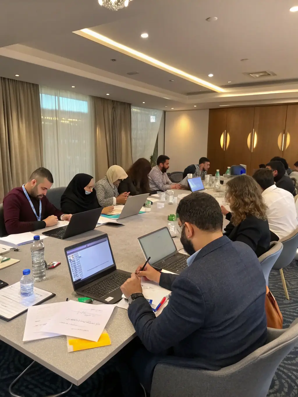 Employees engaged in a skills development training session.